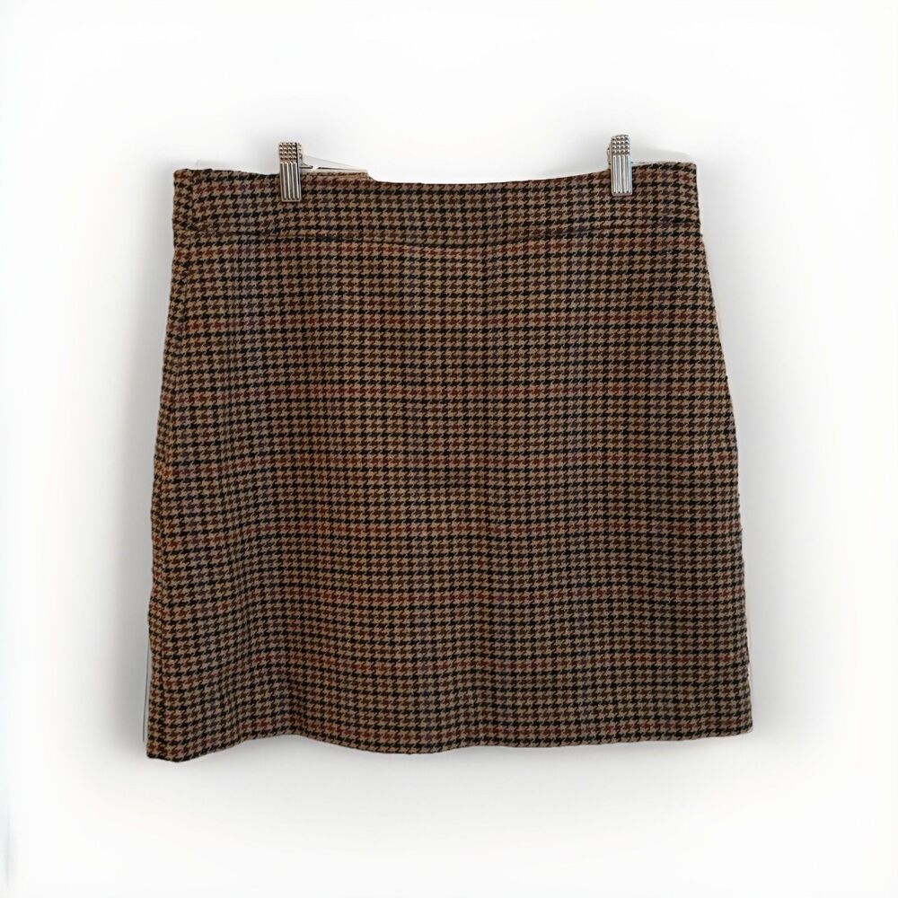 J. Crew Houndstooth Wool Blend Mini Skirt - Women's Size 10 - Preppy / Academia